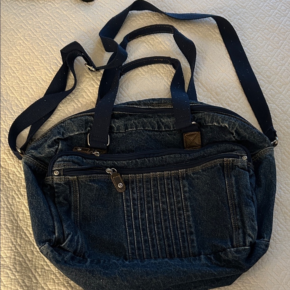 VINTAGE Denim Shoulder Bag with Multiple Straps